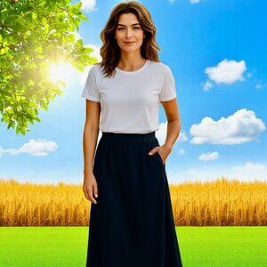 Karen Miller Vintage 80's Black Maxi Skirt BEADED PLEAT